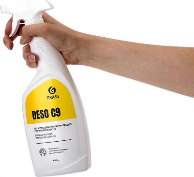 Антисептик кожный дезинфицирующий спиртосодержащий 600 мл DESO C9, готовый раствор, распылитель, 550023 – фото 4