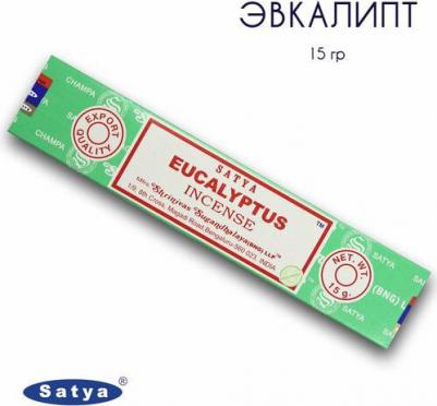 Эвкалипт - 15 гр, ароматические благовония, палочки, Eucalyptus - Сатия, Сатья