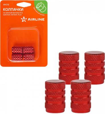 Колпачки на шинный вентиль K-2, красные, металл, 4 шт AVC12 – фото 2