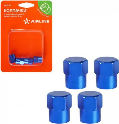 Колпачки на шинный вентиль K-4, синие, металл, 4 шт AVC22