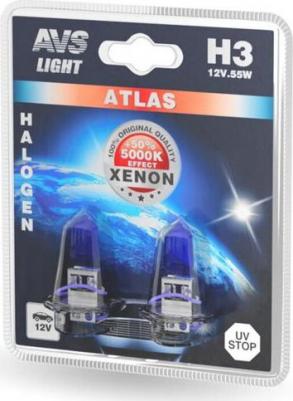 Галогенная лампа ATLAS/5000К/H3.12V.55W.блистер-2шт – фото 1