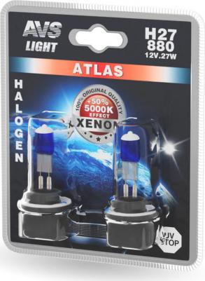 Лампа галогенная ATLAS /5000К/ H27/880 12V.27W (блистер, 2 шт.)