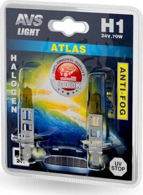 Лампа галогенная ATLAS ANTI-FOG / желтый H1.24V.70W (блистер, 2 шт.)