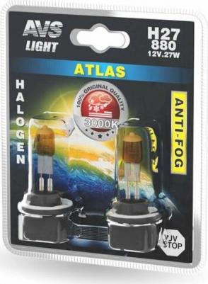 Лампа галогенная ATLAS ANTI-FOG / желтый H27/880 12V.27W