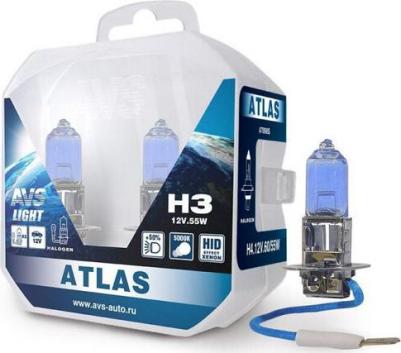 Лампа галогенная ATLAS PB /5000К/ H3.12V.55W Plastic box -2 шт – фото 1