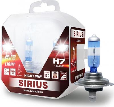 Лампа галогенная SIRIUS NIGHT WAY H7.12V.55W Plastic box -2 шт – фото 1