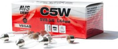 Лампа Vegas 12V. С5W (SV8.5/8) L44мм. BOX (10 шт.)