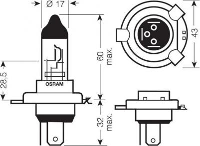 Автолампа H4 60/55 P43t-38 12V /1/10/100 HIT – фото 2
