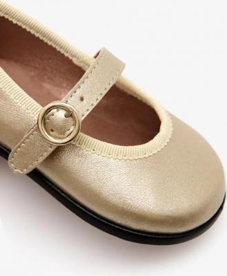 Балетки для девочек с пряжкой и металлизированной отделкой, розовый – фото 1