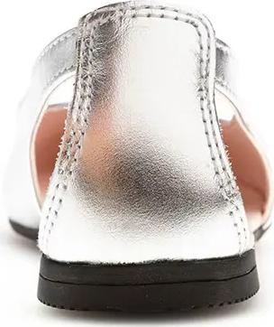 Кожаные балетки для девочек, серебряный – фото 2