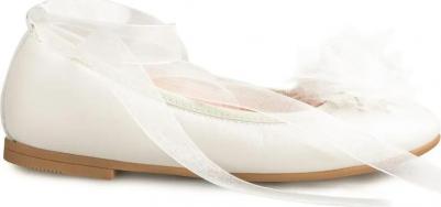 Кожаные балетки для девочки на резинке, бежевый 8445543333116 – фото 3