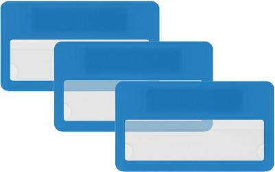 Бейджи с окном BS-01Set, пластиковые, 3 шт, цвет синий