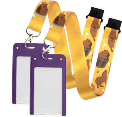 Бейджик EK-4V-L257S1 фиолетовый, 25мм, с жестким карманом Капибара, 2 шт