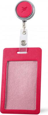 Держатель для пропуска, бейджа, чехол для карт доступа с рулеткой / Карман обложка для проездного, цвет Малиновый – фото 1