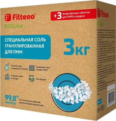 Соль для посудомоечных машин гранулированная, 3 кг + ECOLine, 3 таблетки – фото 1