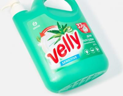 Средство для мытья посуды Velly Sensitive моющее средство с ароматом Алоэ, 2,5 л – фото 2