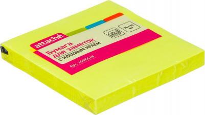 Стикеры 76х76 мм неоновые желтые (1 блок, 100 листов)