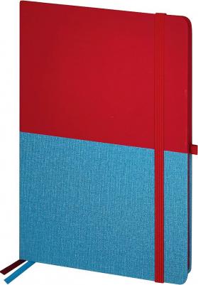 Блокнот A5 "Duo", под кожу с резинкой, 80 листов, клетка, красный/бирюзовый