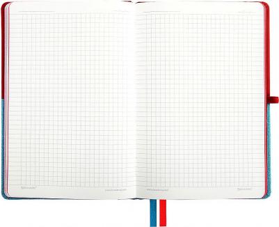 Блокнот A5 "Duo", под кожу с резинкой, 80 листов, клетка, красный/бирюзовый – фото 10