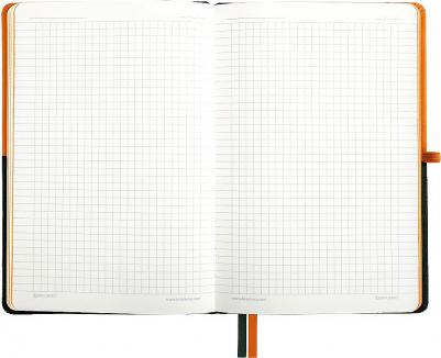 Блокнот A5 "Duo", под кожу с резинкой, 80 листов, клетка, оранжевый/зеленый – фото 8