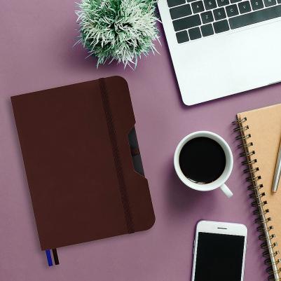 Блокнот A5 "Note", под кожу софт-тач, с резинкой, 80 листов, клетка, коричневый – фото 11