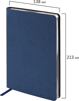 Ежедневник недатированный А5 138х213 мм "Metallic", под кожу, 136 л., гибкий, синий, 113376 – фото 10