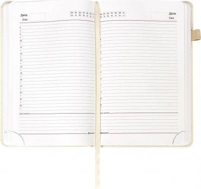 Ежедневник недатированный А5 "Finest", 136 л., кожзам, резинка, бежевый, 111871 – фото 10