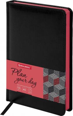 Ежедневник недатированный А5 "Rainbow", под кожу, 136 л., черный/красный, 113498 – фото 2
