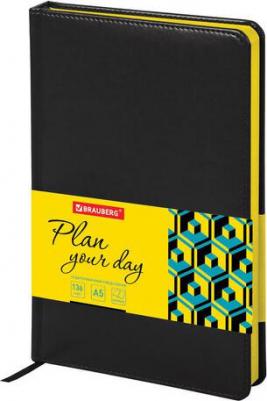 Ежедневник недатированный А5 "Rainbow", под кожу, 136 л., черный/желтый, 113497 – фото 15