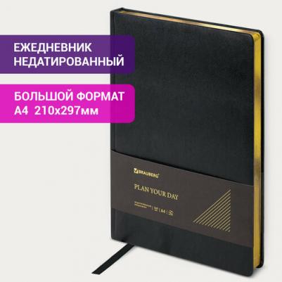 Ежедневник недатированный большой формат 210х297 мм А4, "Iguana", под кожу, 160 л., черный,114452 – фото 13