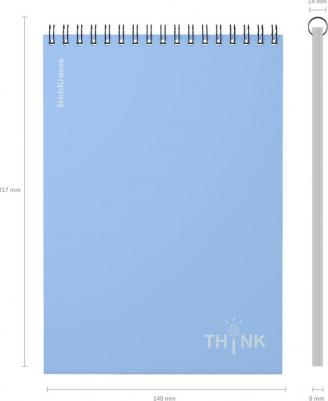 Блокнот А5 80 листов клетка на спирали Symbol, голубой, пластиковая обложка – фото 2