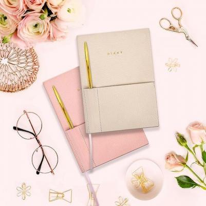 Ежедневник A5, недатированный " elegance stylish collection" 80 листов, бежевый, с ручкой в кармашке, ляссе, тонированная бумага – фото 1