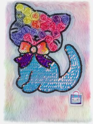 LIFESTYLE Блокнот А5 "Котёнок", плюшевый с пайетками, пушистый, 80 листов