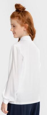 Блузка комбинированная со съемным бантом бежевая (122) – фото 5