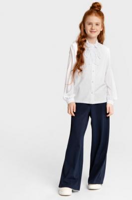 Блузка комбинированная со съемным бантом бежевая (128) – фото 4