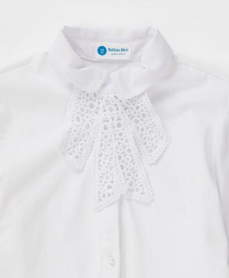 Блузка комбинированная со съемным бантом бежевая (164) – фото 1