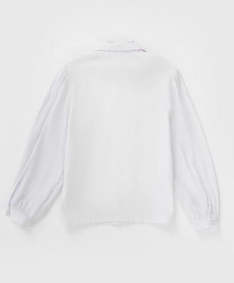 Блузка комбинированная со съемным бантом бежевая (164) – фото 2