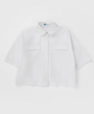 Блузка оверсайз с коротким рукавом белая (152) – фото 3