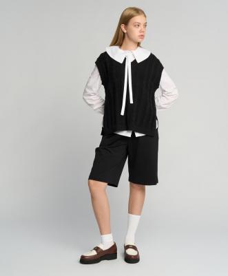 Блузка прямого силуэта с длинным рукавом белая (128) – фото 7