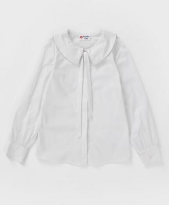 Блузка прямого силуэта с длинным рукавом белая (146) – фото 8