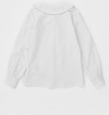 Блузка прямого силуэта с длинным рукавом белая (146) – фото 10