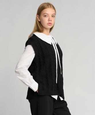 Блузка прямого силуэта с длинным рукавом белая (164) – фото 3