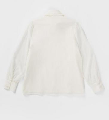 Блузка с декоративным съемным бантом молочная (158) – фото 2