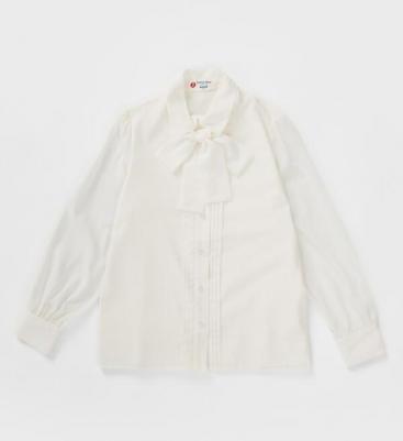 Блузка с декоративным съемным бантом молочная (164) – фото 6