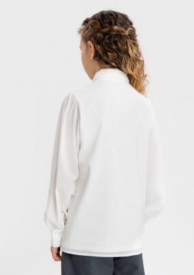 Блузка с декоративным съемным бантом молочная (170) – фото 1