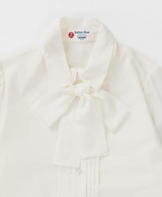 Блузка с декоративным съемным бантом молочная (170) – фото 4