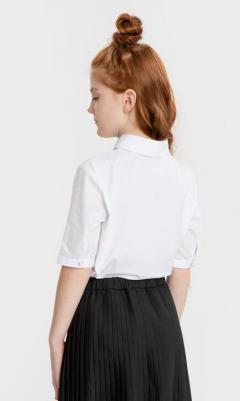 Блузка с коротким рукавом и бантом белая (152) – фото 2