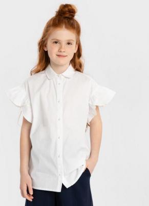 Блузка с короткими рукавами-бабочками белая (128) – фото 3