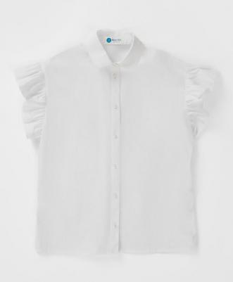 Блузка с короткими рукавами-бабочками белая (128) – фото 8