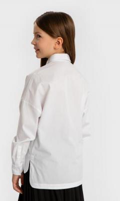 Блузка с накладными карманами и принтом белая (140) – фото 4